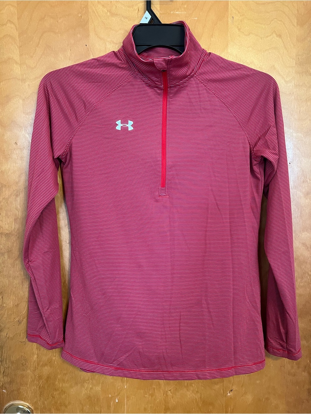 Under Armour Red Striped Quarter-Zip Pullover